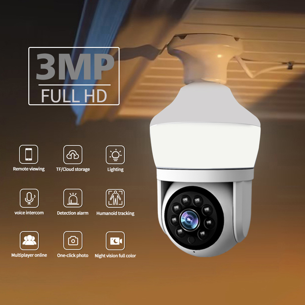 Câmera Dome IP PTZ Sem Fio E27 - Home Security Flood Lights avaliação e preço